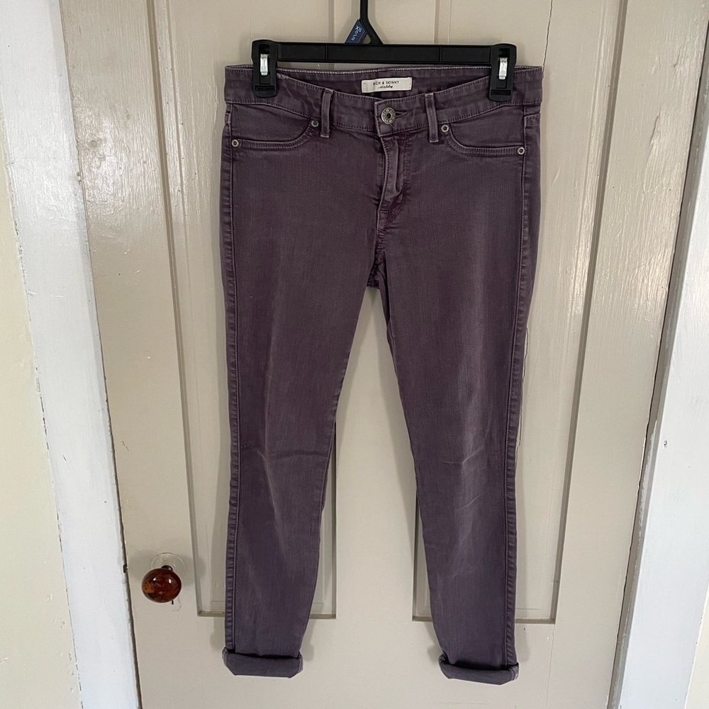 Rich & Skinny Dark Gray Washed Purple Jeans Grunge Punk Faded Comfy Casual Cute
